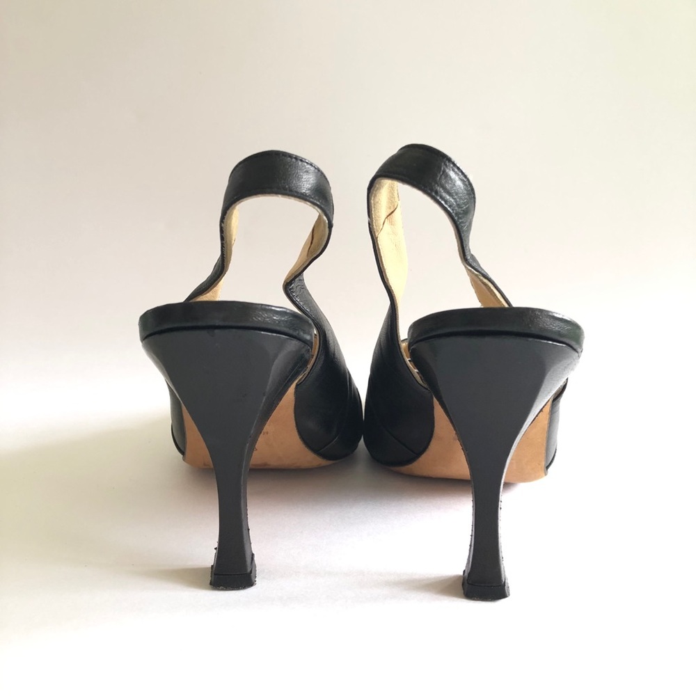 Manolo Blahnik Leather Pointed Toe Slingback Pumps - Picture 6 of 10